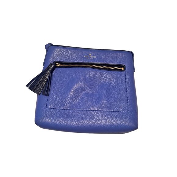 Kate Spade New York Blue Pebbled Leather Zipper Crossbody Purse Bag - Picture 2 of 10